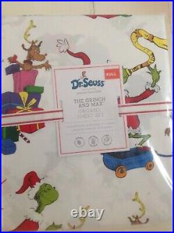 Pottery Barn Kids GRINCH & MAX Christmas Holiday FULL Cotton Sheet Set