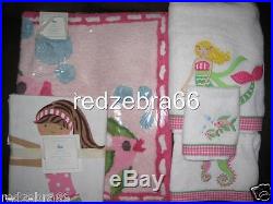 Pottery Barn Kids Girl Pink Mermaid Bath Towels Mat Rug Shower Curtain 5-pc Set