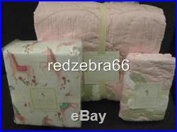 Pottery Barn Kids Girl Pink Unicorn Twin Quilt Sham Flannel Sheet 5-pc Set NEW