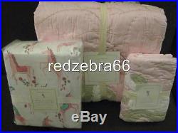 Pottery Barn Kids Girl Pink Unicorn Twin Quilt Standard Euro Shams Sheet Set 6pc