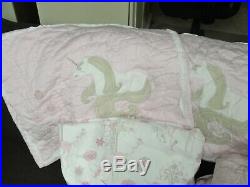 Pottery Barn Kids Girls 8 pc Full Size Bedding Set Pink Unicorns & Fairies Quilt