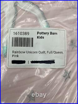 Pottery Barn Kids Girls Rainbow Unicorn Quilt Full Queen Pink #1H