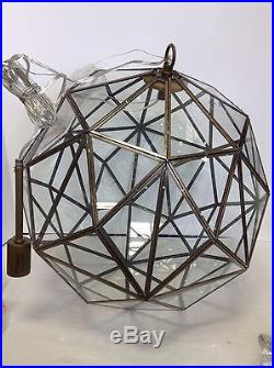 Pottery Barn Kids Glass and Metal Cage Pendant Light Geometric Lamp Chandelier