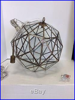 Pottery Barn Kids Glass and Metal Cage Pendant Light Geometric Lamp Chandelier