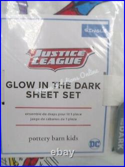 Pottery Barn Kids Glow in the Dark Justice League Superman Sheet Set Single #G33