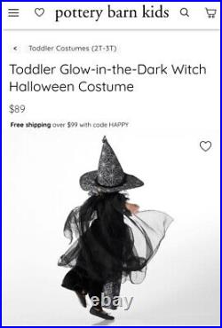 Pottery Barn Kids Glow in the Dark Witch Halloween costume 3T spider NEW