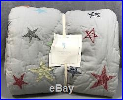 Pottery Barn Kids Gray Camden Embroidered Star Twin Quilt