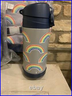 Pottery Barn Kids Gray Neon Rainbow Large Backpack Lunchbox Water Bottle Set