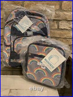 Pottery Barn Kids Gray Neon Rainbow Large Backpack Lunchbox Water Bottle Set