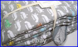 Pottery Barn Kids Gray Vintage Asher Air Plane WholeCloth Full Queen Quilt Shams