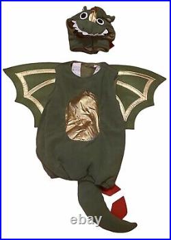Pottery Barn Kids Green Gold Red Dragon Halloween Costume & Hood Kids Size 4-6