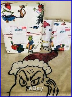 Pottery Barn Kids Grinch Full Queen Duvet Shams Pillow Christmas Max Flannel