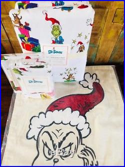 Pottery Barn Kids Grinch Full Queen Duvet Shams Pillow Cover Flannel Christmas