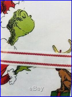 Pottery Barn Kids Grinch & Max Flannel Cotton Queen Sheet Set Christmas Dr Seuss