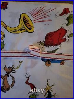 Pottery Barn Kids Grinch & Max Queen Sheet Set Cotton Dr. Seuss Christmas