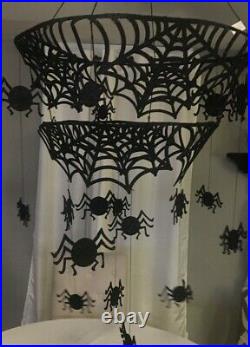 Pottery Barn Kids Halloween Spider Web Chandelier Mobile Felted Iron NWT