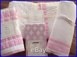 Pottery Barn Kids Harper Light Pink Nursery Crib Quilt + Sham + Sheet + Skirt +