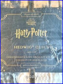 Pottery Barn Kids Harry Potter New NIP Hedwig Queen Quilt + 3 Euro Shams Owl