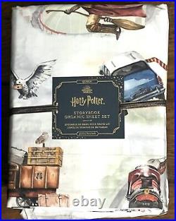 Pottery Barn Kids Harry Potter Storybook QUEEN Sheet Set Organic Cotton 3 Pc NWT