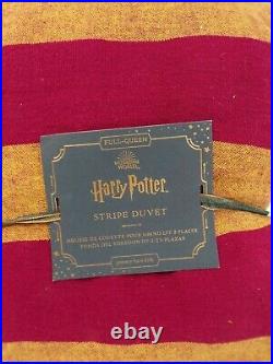 Pottery Barn Kids Harry Potter Striped Queen Duvet with 2 Std Shams Red Gold #6255