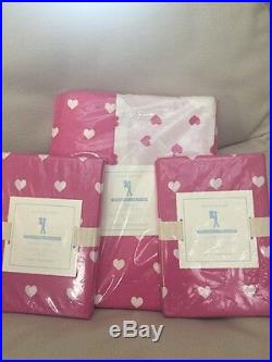 Pottery Barn Kids Heart Duvet Shams Full Queen Bright Pink $150 Valentines