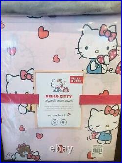 Pottery Barn Kids Hello Kitty Full Queen Duvet Cover 2 Shams Set Pillow Bedding