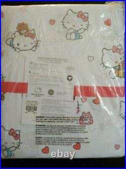 Pottery Barn Kids Hello Kitty Organic Sheet Set Queen White Multi NIP