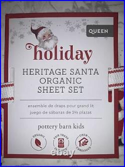 Pottery Barn Kids Heritage Santa Organic Sheet Set Queen