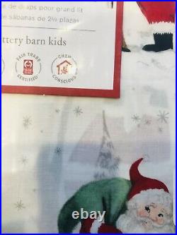 Pottery Barn Kids Heritage Santa Queen Sheet Set Christmas Organic COTTON Merry