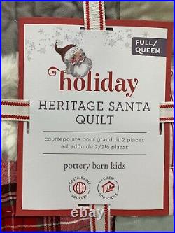 Pottery Barn Kids Heritage Santa Quilt Full Queen w2 Heritage Santa Shams 9920B