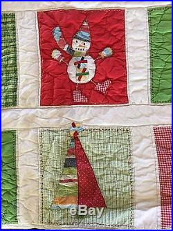 Pottery Barn Kids Holiday Christmas Snowman 2 Piece TWIN Quilt & Sham Bedding