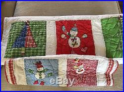 Pottery Barn Kids Holiday Christmas Snowman 2 Piece TWIN Quilt & Sham Bedding