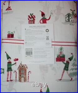 Pottery Barn Kids Holiday Elf Organic Sheet Set Queen NEW 4 Pcs