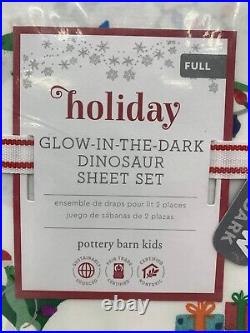 Pottery Barn Kids Holiday Glow In The Dark Dinosaur Sheet Set Full #9752