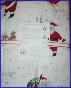 Pottery Barn Kids Holiday Heritage Santa Flannel Sheet Set Queen NEW 4 Pcs