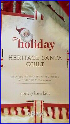 Pottery Barn Kids Holiday Heritage Santa Quilt Full Queen with 1 Std Sham #1847