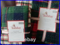 Pottery Barn Kids Holiday Madras Plaid Twin Quilt Standard Sham Sheet Christmas