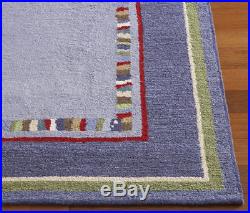 Pottery Barn Kids Hudson 5x8 Wool Area Rug Blue Red Green White NEW