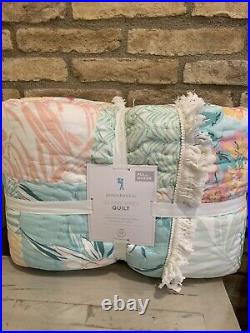 Pottery Barn Kids Island Vibes Patchwork Surf FULL QUEEN quilt Beach PINK