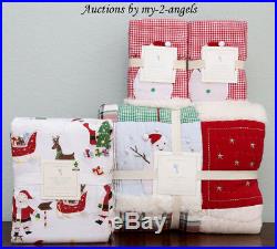 Pottery Barn Kids JOLLY SANTA F/Q Quilt +Shams +Flannel Full Sheet Set Christmas
