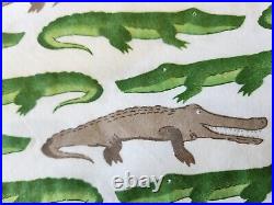 Pottery Barn Kids Jeremy Twin Flat Sheet Green Alligator Cotton