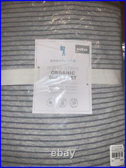Pottery Barn Kids Jersey Stripe Organic Queen Sheet Set With2 Extra Std Pillowcase
