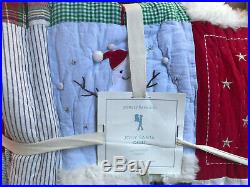 Pottery Barn Kids Jolly Santa Twin Patchwork Christmas Holiday Quilt NEW