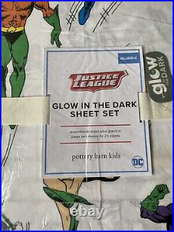 Pottery Barn Kids Justice League Glow In The Dark Super Hero Queen Sheet Set Nip