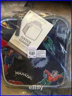 Pottery Barn Kids Justice League Large Backpack Lunch Box Water Bottle Set New