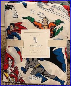 Pottery Barn Kids Justice League batman superman FULL quilt shams sheet set