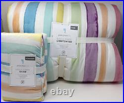 Pottery Barn Kids Kayla Rainbow Stripe TWIN Quilt Comforter & 1 Standard Sham