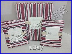 Pottery Barn Kids Lakehouse Stripe Duvet Cover Full Queen FQ Standard Shams Red