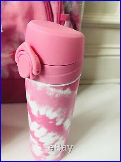Pottery Barn Kids Large Backpack Tie Dye Pink Punch Lunchbox Water Bottle Set
