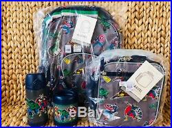 Pottery Barn Kids Large Backpack Water Bottle Lunch Box Thermos Gray Marvel NWT